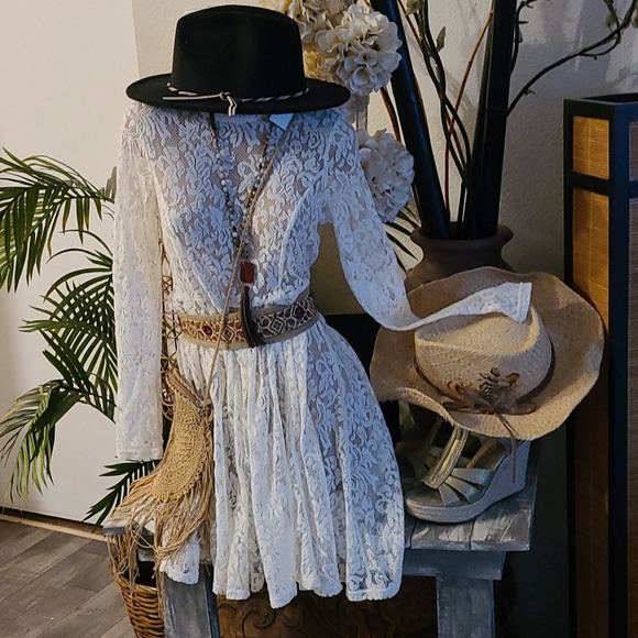 TODAY FREE PEOPLE SHEER LACE MIDI SP DRESS - Picture 3 of 17